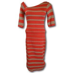 Womens Accent Neck Tracy Reese Red Striped Knit Dress Size: XS